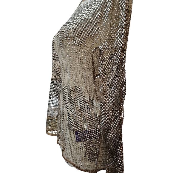 Ralph Lauren Purple Label Maritza Blouse Mesh Studs Jewels Womens 2 Rhinestones - Picture 2 of 12